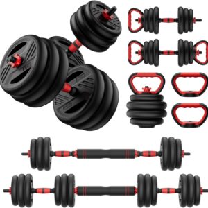 Adjustable Dumbbell Set, 20/30/45/70/90lbs Free Weight Set With Double Locknut